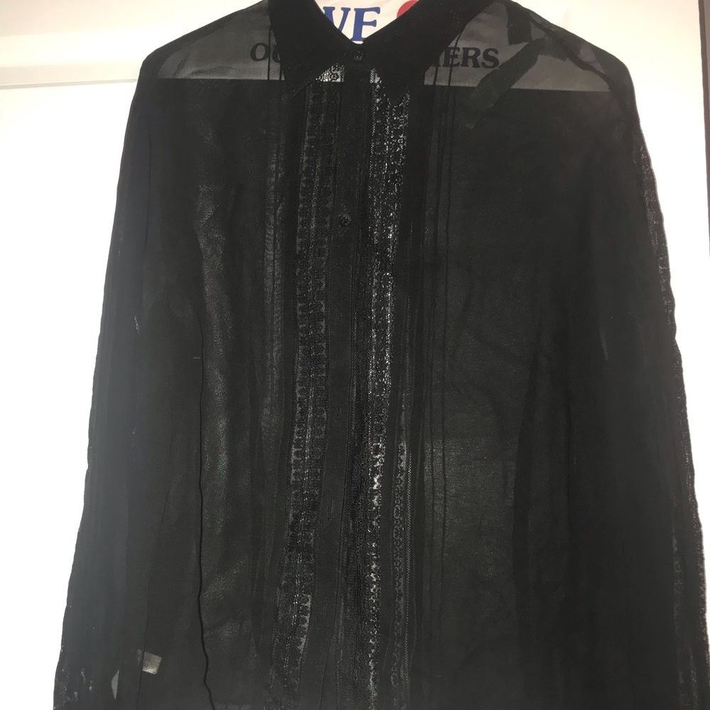 Express black see through button up shirt